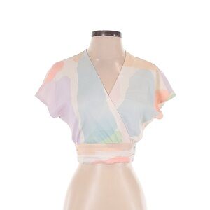 Love Bonito XSmall Watercolor Cropped Blouse
